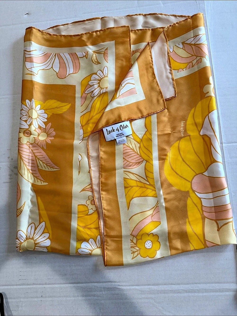 Lack of Color Retro Floral Scarf Yellow & Pink